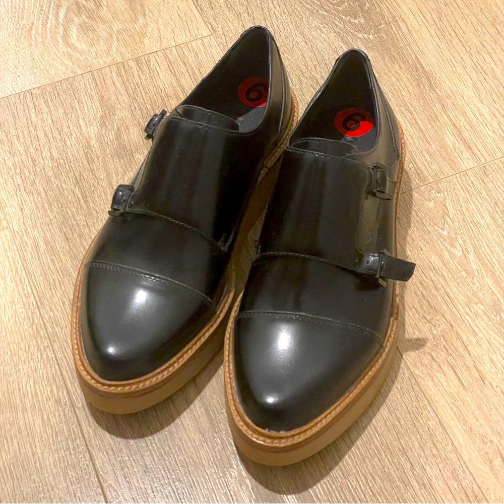 Dkny leather monk strap shoes